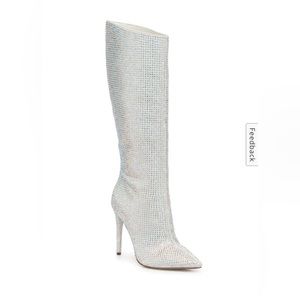 JLO JENNIFER LOPEZ ADALYNN BOOT | size 8 white rhinestone tall boots!